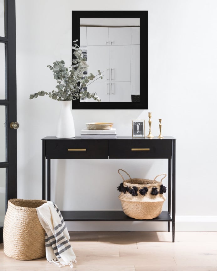 Deco Wood Espejo De Madera Color Negro De 64x84cm