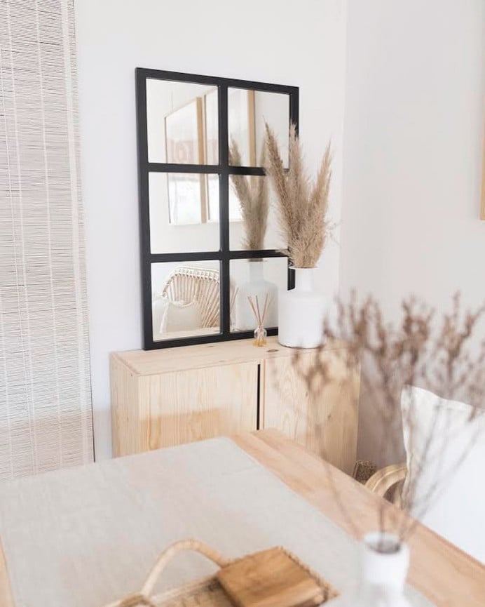 Deco Wood Espejo De Madera Color Negro De 90x60cm