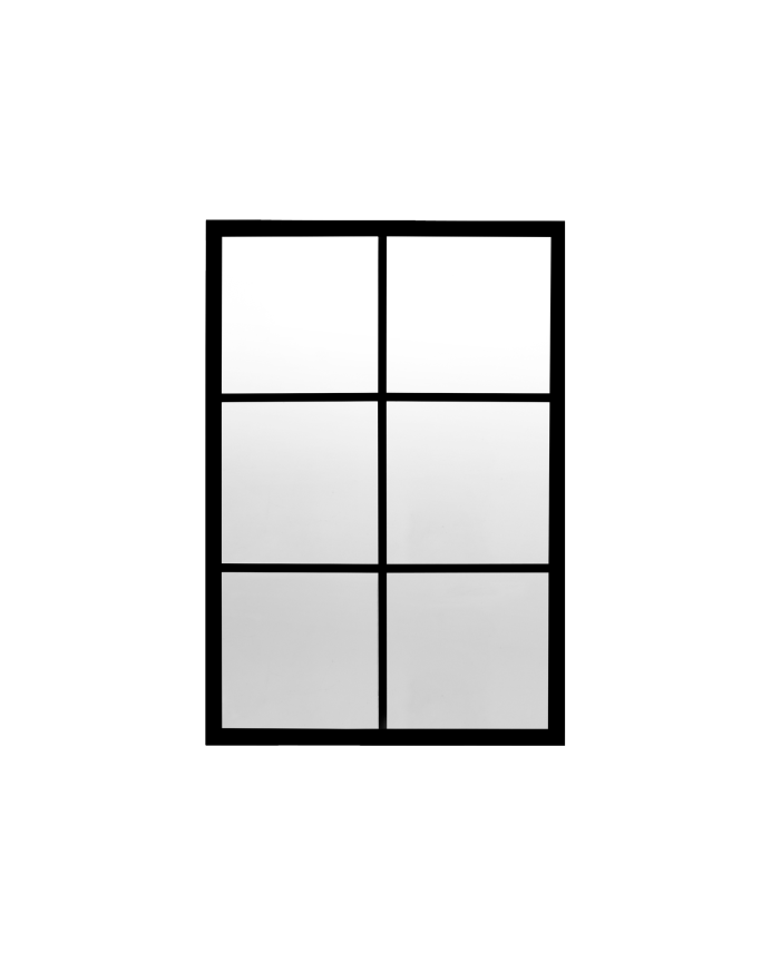 Deco wood Espejo de madera color negro de 90x60cm