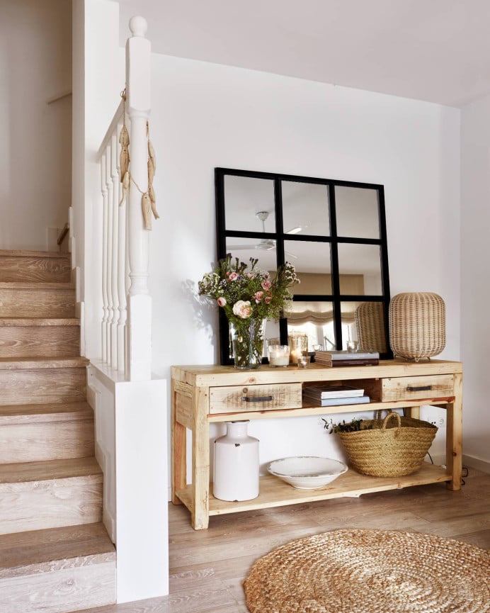 Deco Wood Espejo De Madera Color Negro De 90x90cm