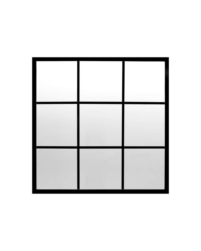 Deco wood Espejo de madera color negro de 90x90cm