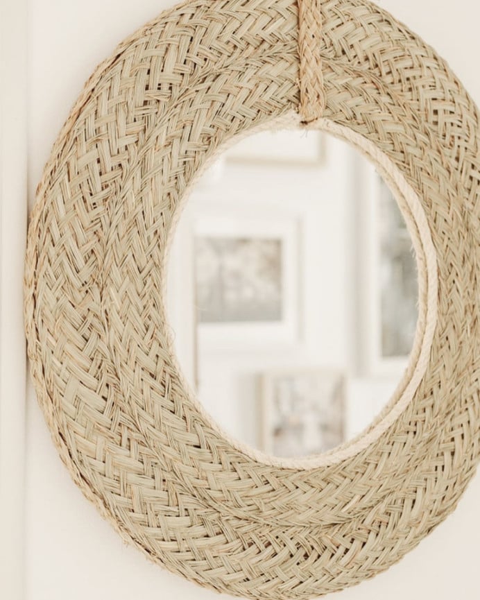 Deco Wood Espejo Redondo De Esparto De Ø30cm