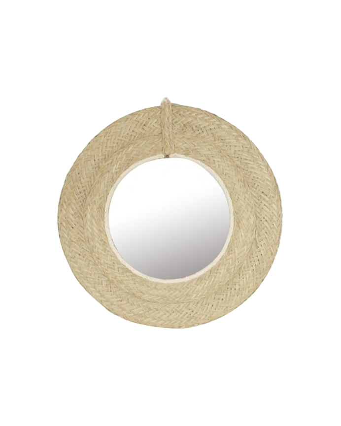 Deco wood Espejo redondo de esparto de Ø30cm