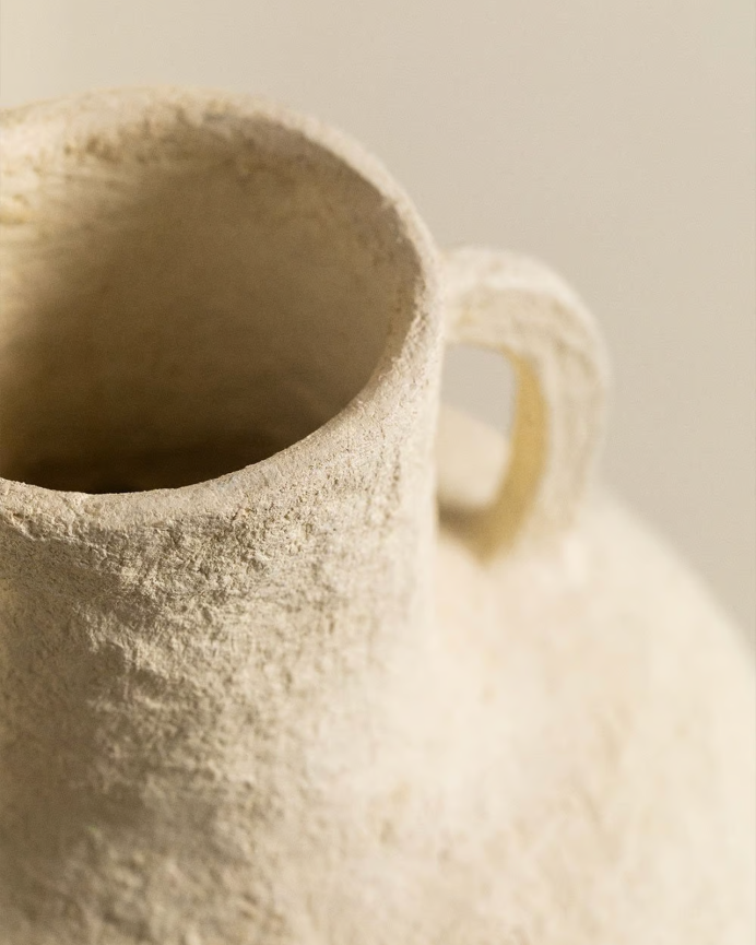 Deco Wood Jarrón De Papel Maché Beige De 25 5cm