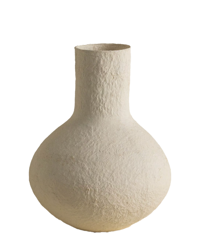 Deco wood Jarrón de papel maché blanco de 39 5cm