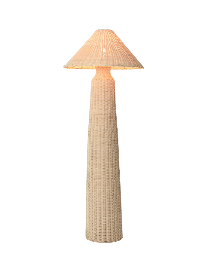 Deco Wood Lámpara De Pie De Ratán De 150x56cm