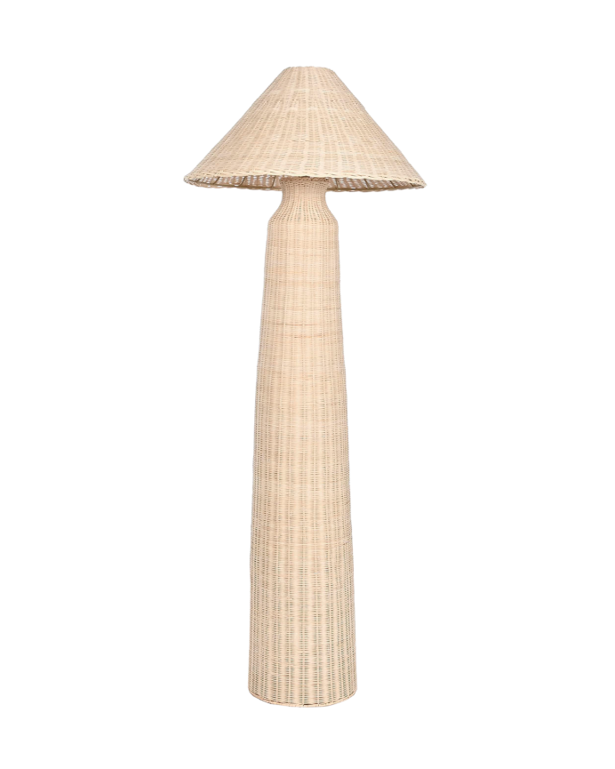 Deco wood Lámpara de pie de ratán de 150x56cm