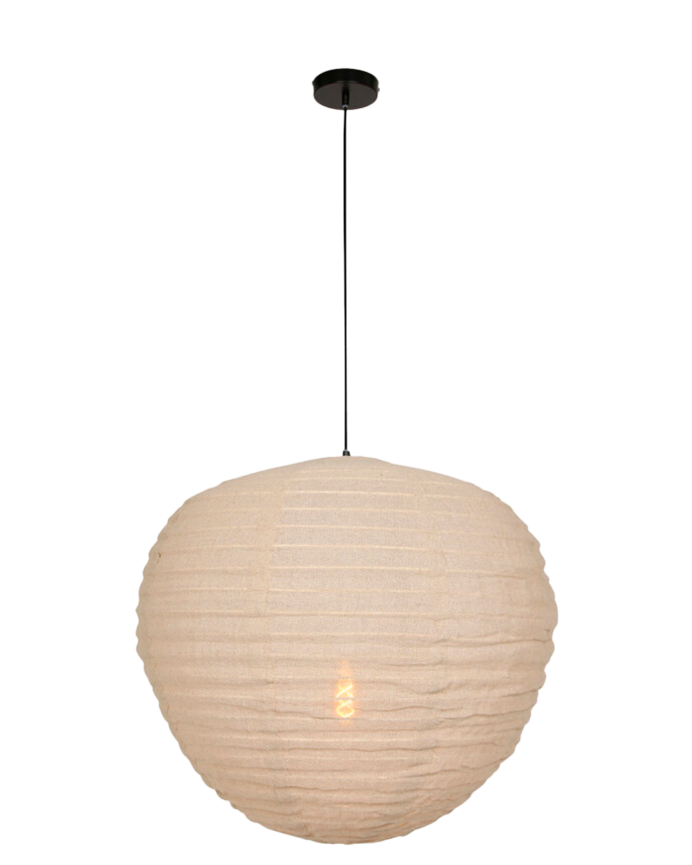 Deco wood Lámpara de techo de tela beige Ø70cm