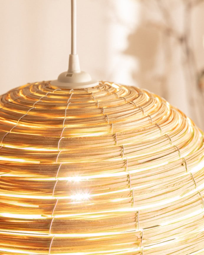 Deco Wood Lámpara De Techo Elaborada Con Ratán