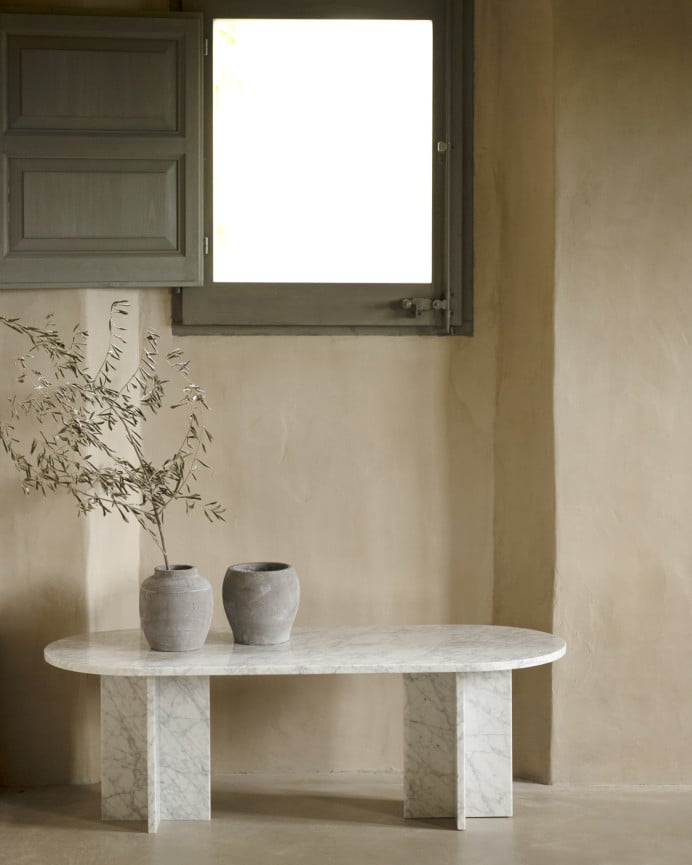 Deco Wood Mesa De Centro De Mármol De 120x50cm