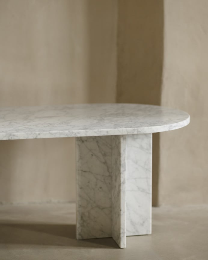 Deco Wood Mesa De Centro De Mármol De 120x50cm