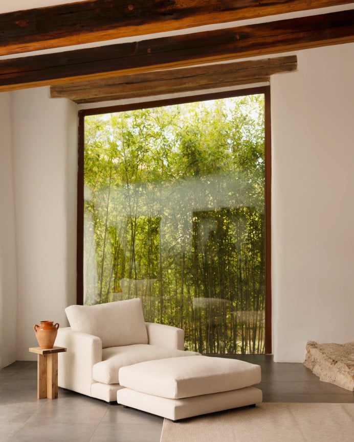 Deco Wood Puf Blanco Roto De 97x80cm