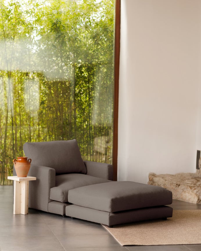 Deco Wood Puf Gris Oscuro De 97x80cm