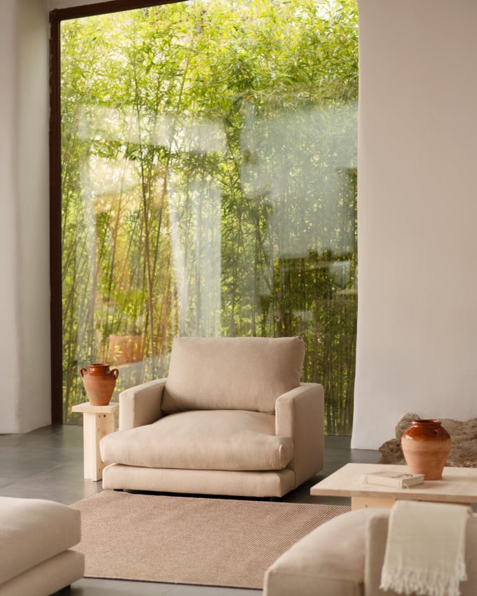 Deco Wood Sillón Tono Beige De 105cm