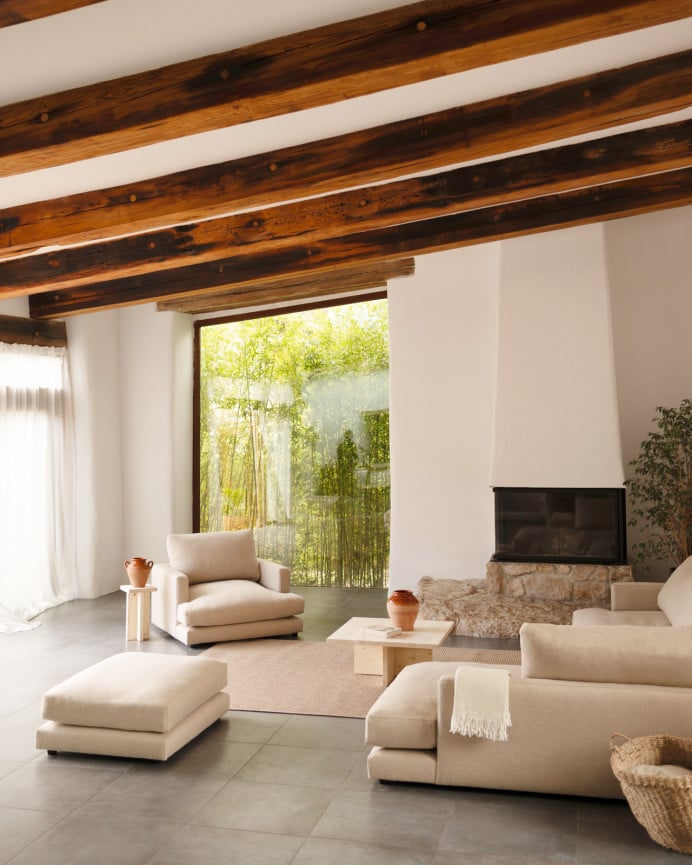 Deco Wood Sillón Tono Beige De 105cm