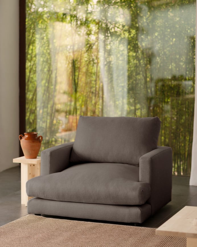 Deco Wood Sillón Tono Gris Oscuro De 105cm