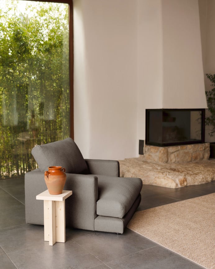 Deco Wood Sillón Tono Gris Oscuro De 105cm