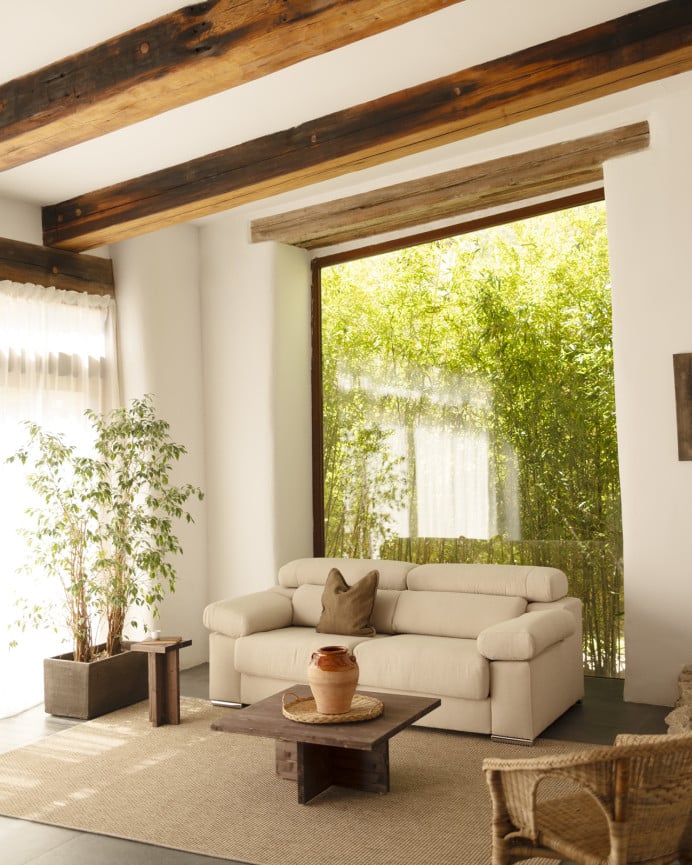 Deco Wood Sofá De 3 Plazas Color Beige De 195cm