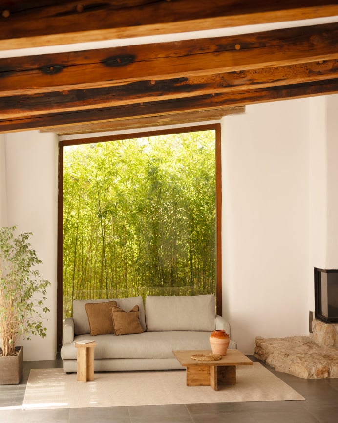 Deco Wood Sofá Recto Tono Gris Claro De 215cm