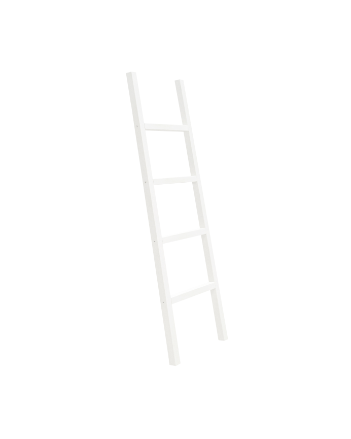 Deco wood Escalera de madera maciza en tono blanco de 150x41cm