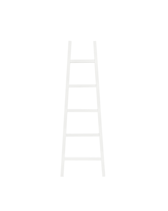 Deco wood Escalera de madera maciza en tono blanco de 150x50cm