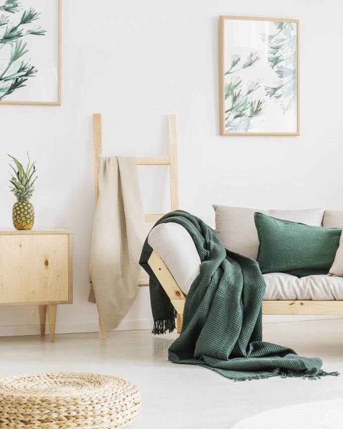 Deco Wood Escalera De Madera Maciza En Tono Natural De 118x41cm