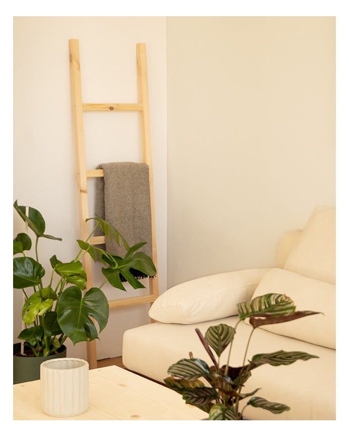 Deco Wood Escalera De Madera Maciza En Tono Natural De 150x41cm