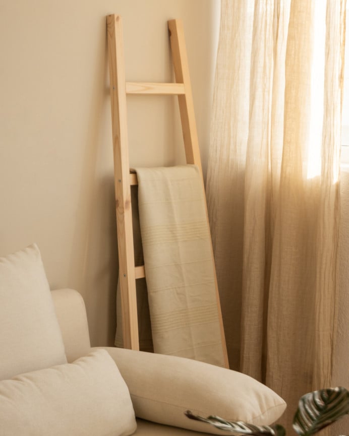 Deco Wood Escalera De Madera Maciza En Tono Natural De 150x50cm