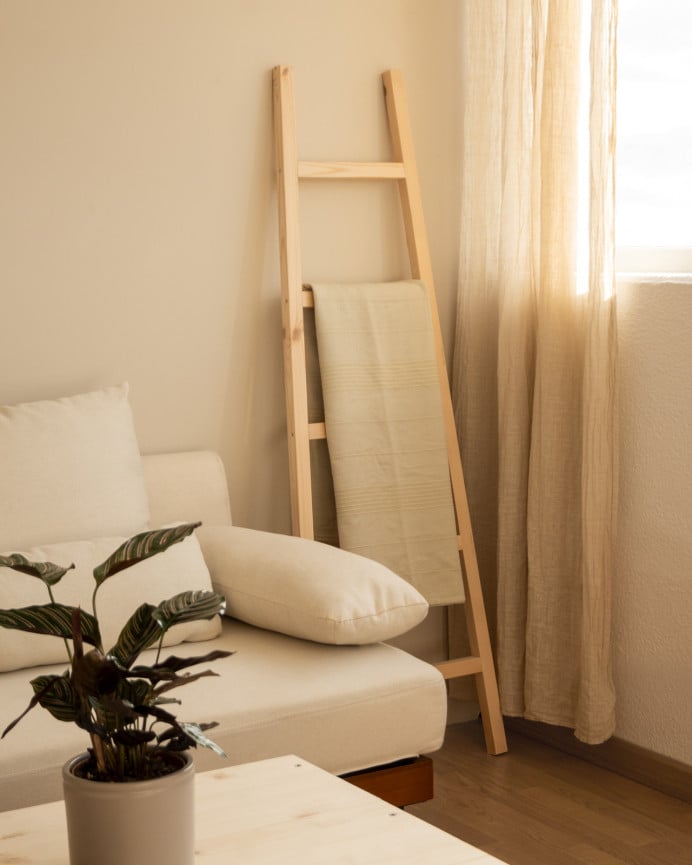 Deco Wood Escalera De Madera Maciza En Tono Natural De 150x50cm