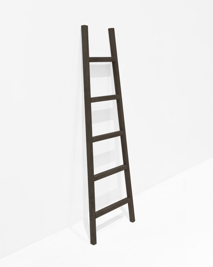 Deco Wood Escalera De Madera Maciza En Tono Negro De 150x50cm