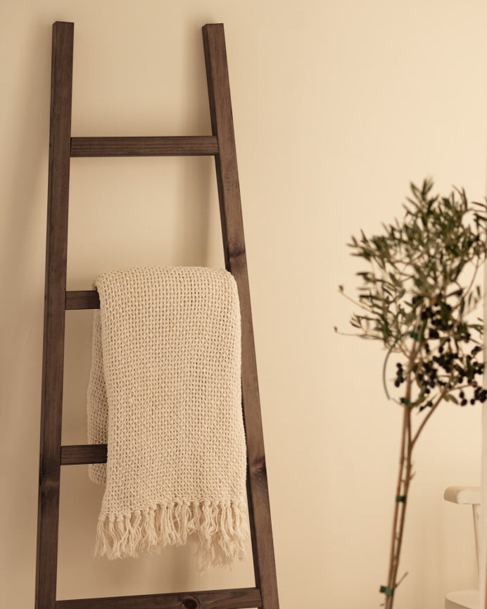 Deco Wood Escalera De Madera Maciza En Tono Nogal De 150x50cm