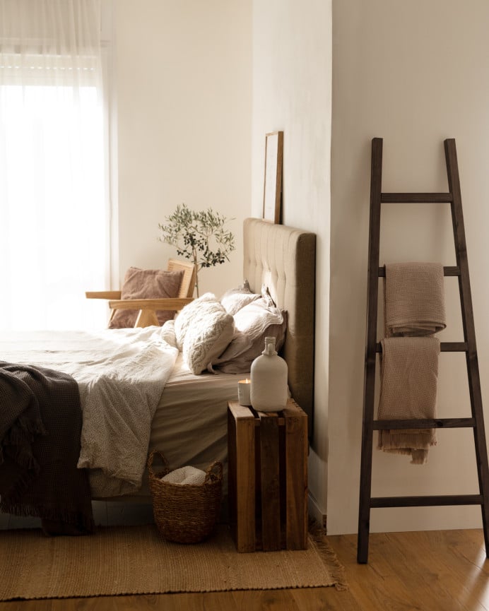 Deco Wood Escalera De Madera Maciza En Tono Nogal De 150x50cm