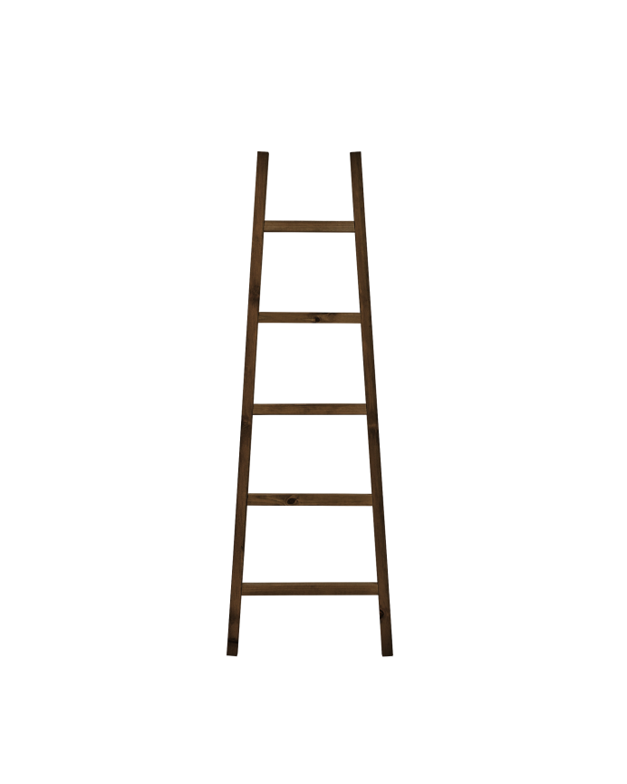 Deco wood Escalera de madera maciza en tono nogal de 150x50cm