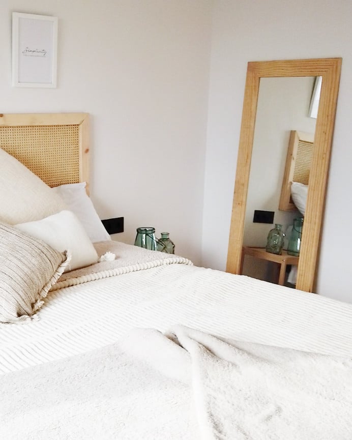 Deco Wood Espejo De Madera Maciza Tono Natural De 66x86cm