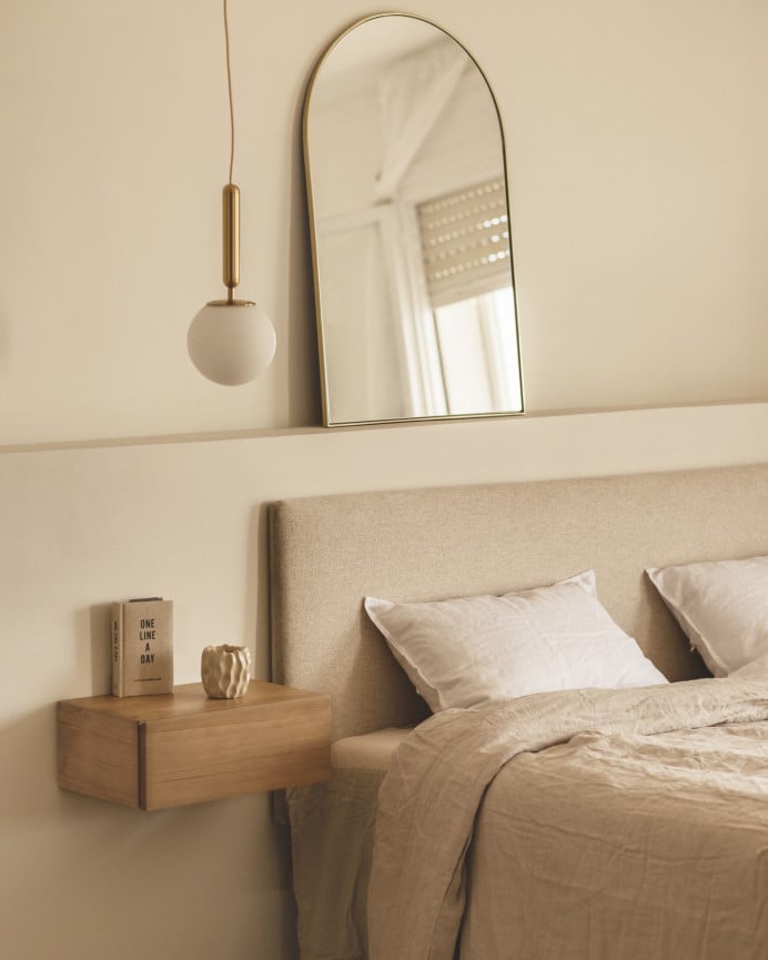 Deco Wood Espejo De Pared Con Forma Arqueada Elaborado Con Metal Color Dorado 80x50cm