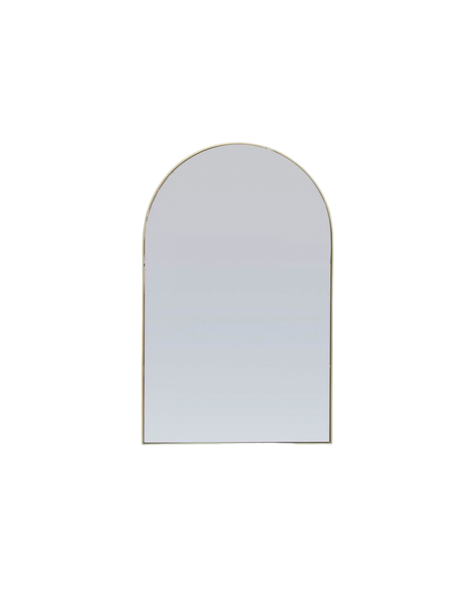 Deco wood Espejo de pared con forma arqueada elaborado con metal color dorado 80x50cm