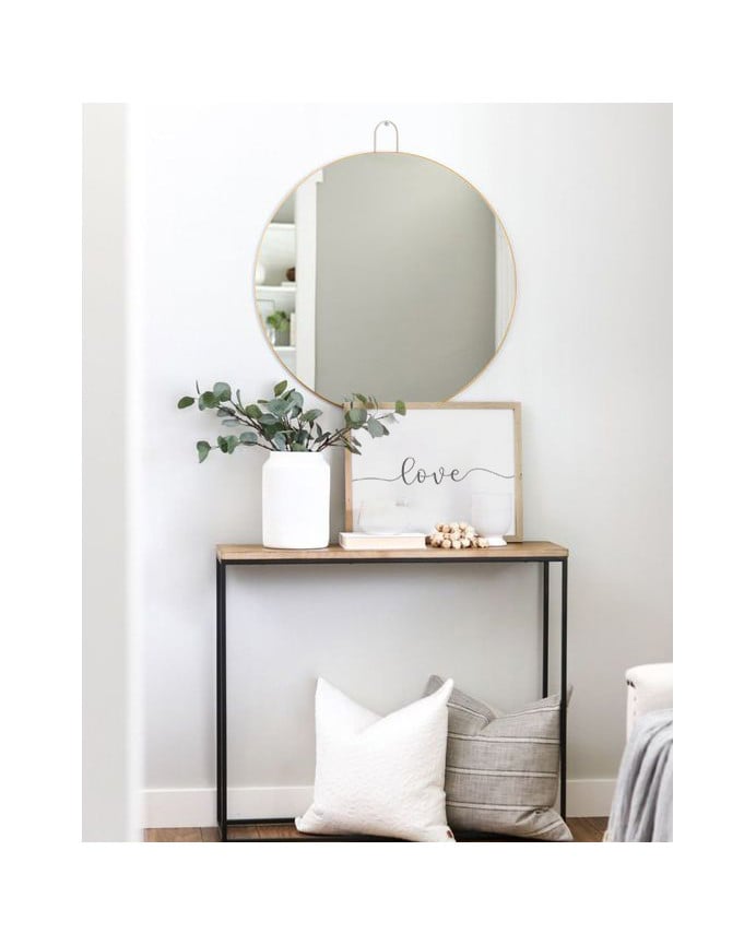 Deco Wood Espejo De Pared Redondo De Metal Color Dorado Ø40cm