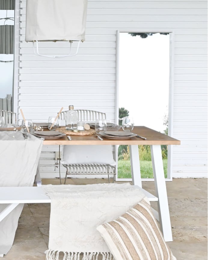 Deco Wood Espejo Efecto Madera Maciza Tono Blanco De 160x60cm