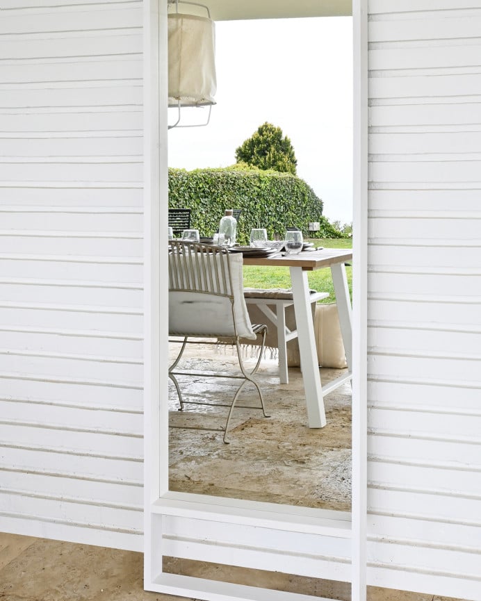 Deco Wood Espejo Efecto Madera Maciza Tono Blanco De 160x60cm