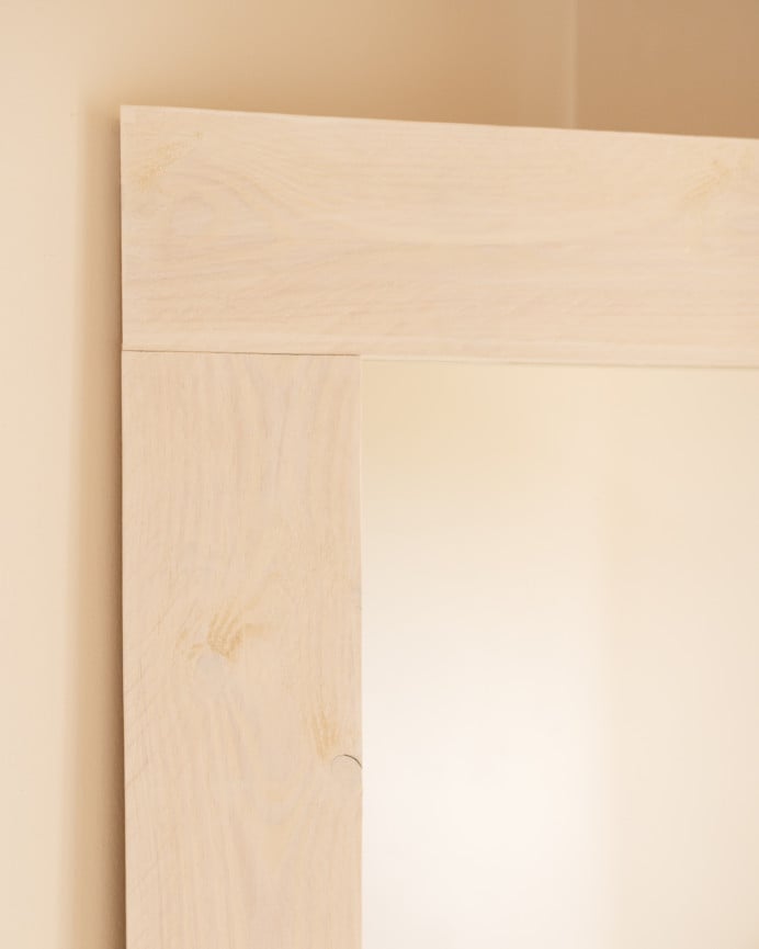 Deco Wood Espejo Efecto Madera Maciza Tono Blanco De 165x65cm