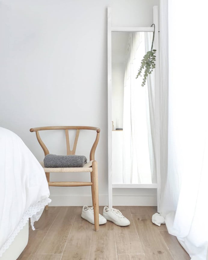 Deco Wood Espejo Efecto Madera Maciza Tono Blanco De 45x180cm