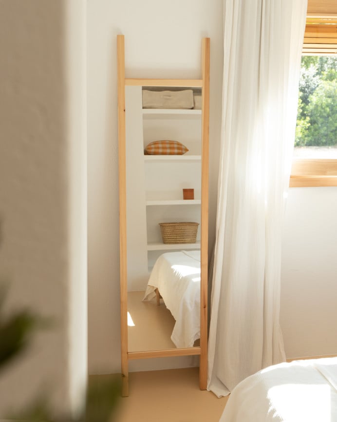 Deco Wood Espejo Efecto Madera Maciza Tono Natural De 45x180cm