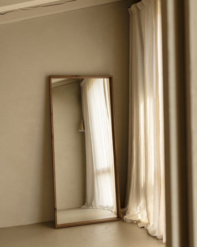 Deco Wood Espejo Efecto Madera Maciza Tono Roble Oscuro De 160x60cm