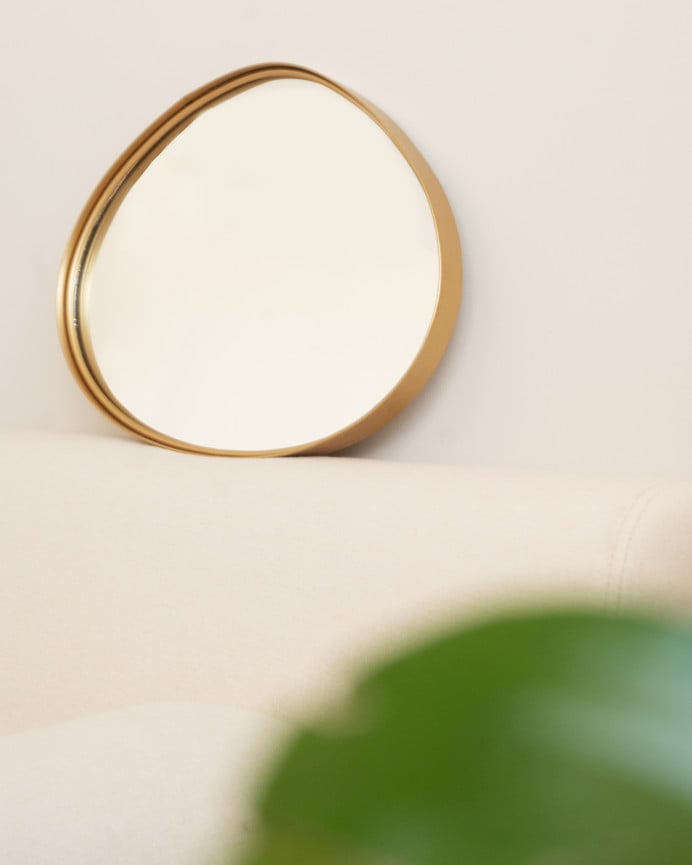 Deco Wood Espejo Hecho Con Metal En Acabado Dorado De 31x31x2 5cm