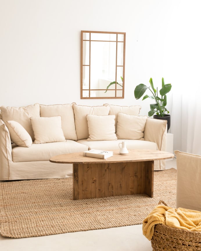 Deco Wood Espejo Rectangular De Pared Tipo Ventana Elaborado Con Madera De Acabado Roble Oscuro