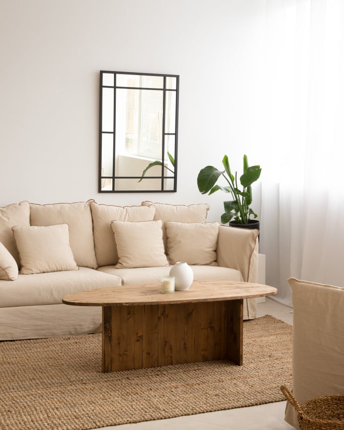 Deco Wood Espejo Rectangular De Pared Tipo Ventana Elaborado Con Madera De Acabado Negro