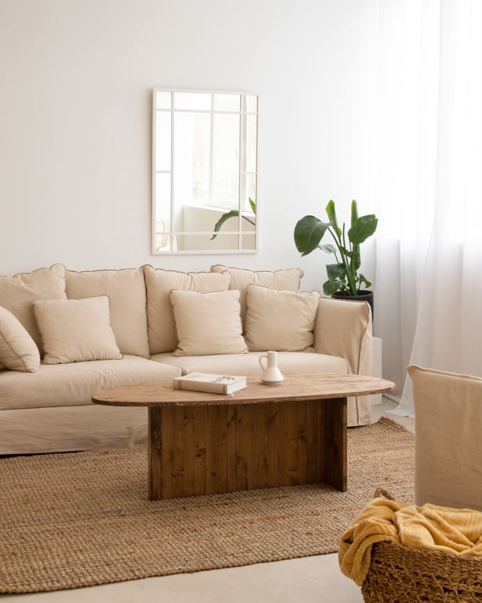 Deco Wood Espejo Rectangular De Pared Tipo Ventana Elaborado Con Madera De Acabado Blanco