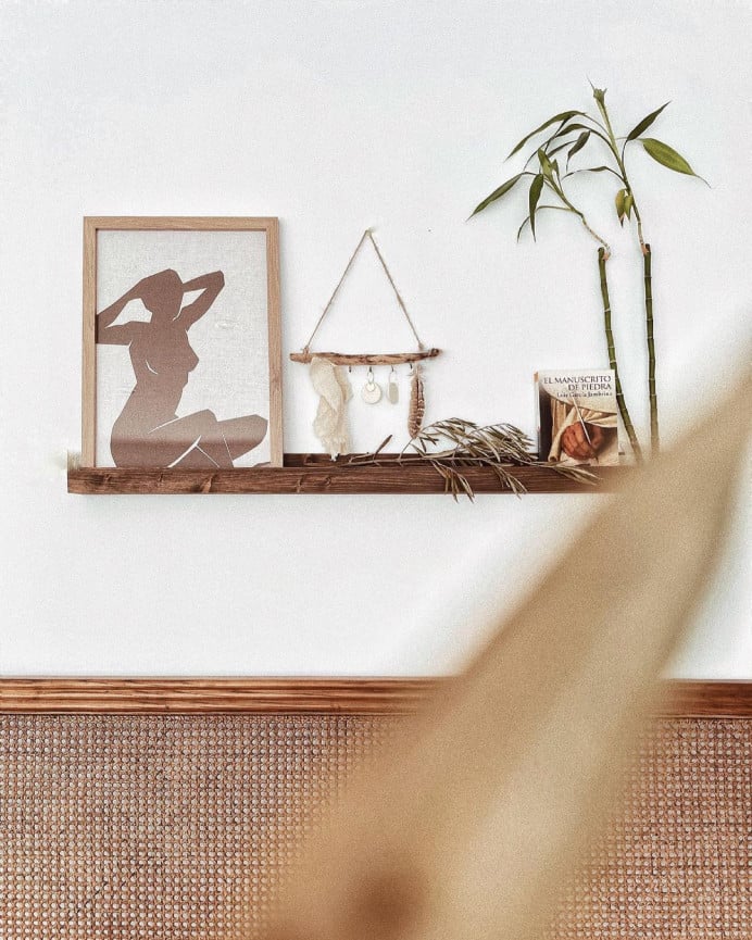 Deco Wood Estante De Madera Maciza Flotante Tono Roble Oscuro 50cm