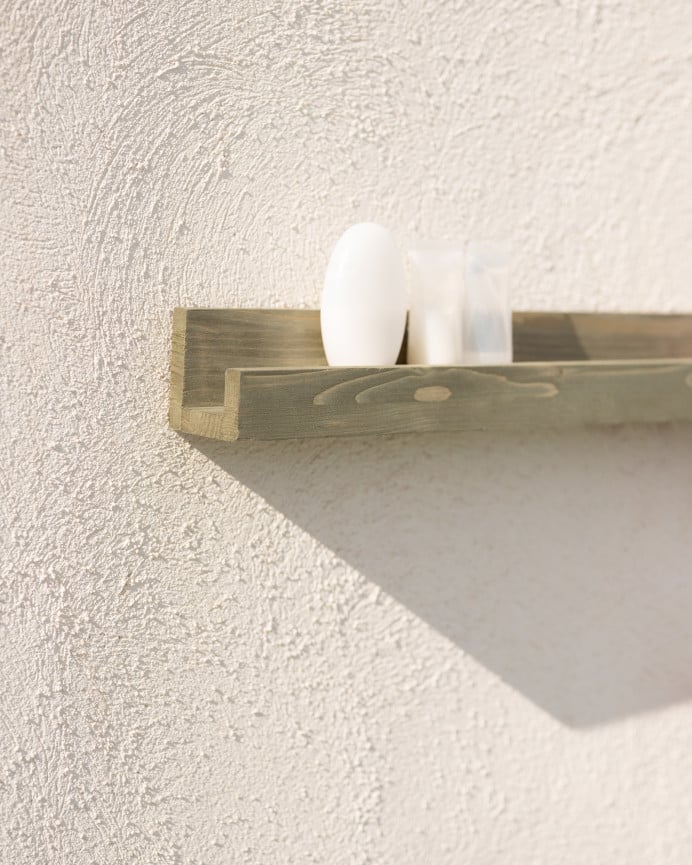 Deco Wood Estante De Madera Maciza Flotante Tono Verde 50cm