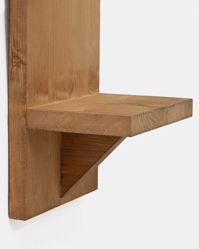 Deco Wood Estante De Madera Maciza Tono Roble Oscuro De 20x15cm